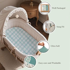 3 Pack Bassinet Fitted Sheets, 100% Jersey Cotton Compatible with Besrey, Foalom, MiClassic, Milliard and Large Bassinet Mattress, Super Soft and Breathable Bassinet Sheets for Baby