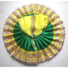 Handmade Golden Green Border Bal Krishna Dress and Ornaments for 3 To 6 Inches Laddu Gopal Idol Poshak/kanha ji Dress, Laddu Gopal Dress Yellow 4JA11