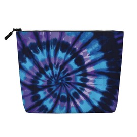 MINIOZE Tie Dye Blue Purple Makeup Bag Travel Cosmetic Bag Organizer Toiletry Bag Make Up Bags For Women Girls Large Light