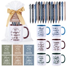Baderke 36 Pcs Employee Appreciation Gifts Include 6 Set Thank You Staff Mug Gift Set 12 oz Appreciation Mugs Ballpoint Pens Tags Inspirational Employee Favors for Staff Team Volunteer Teacher Group
