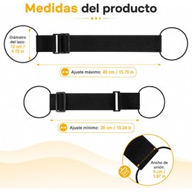 2 Correas Conectoras para Equipaje, Ajustables de 26 a 40 cm (Negro)