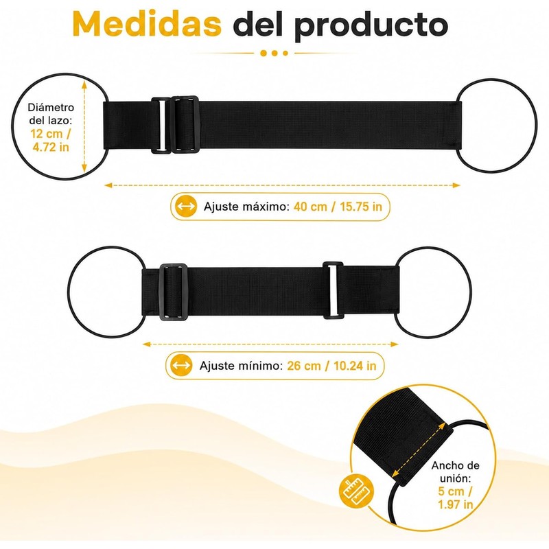 2 Correas Conectoras para Equipaje, Ajustables de 26 a 40