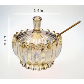 RockTrend Clear Glass Sugar Bowl Spice Jar Seasoning Box Condiment Pot with Lid Spoon-Transparent