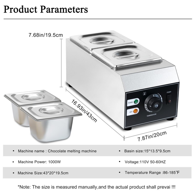 110V chocolate tempering machine,Cheese melting machine,9 Lbs 2 Tanks Chocolate