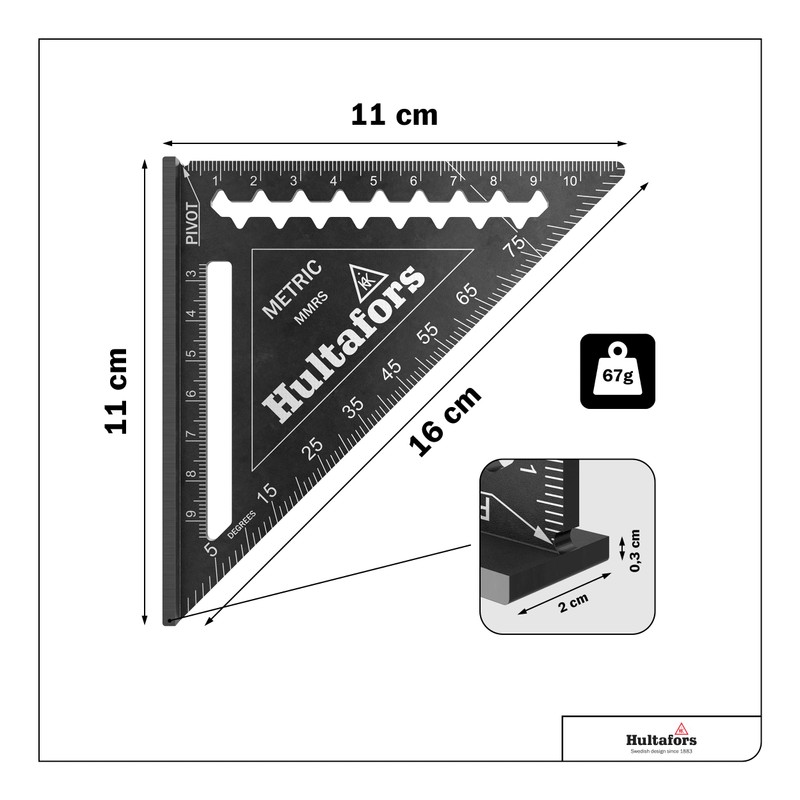 Hultafors MMRS 483287 Stop Triangle (Length 110 mm, for 45°