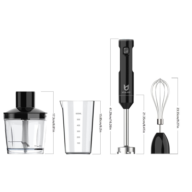 Cordless Hand Blender, UTALENT Variable Speed Immersion Blender Rechargeable, with