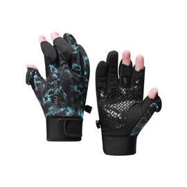 KUTOOK Fishing Gloves Cold Weather for Men Waterproof Winter Warm Fleece Lined Glove Women Hunting Photography Shooting Hiking Black Blue M