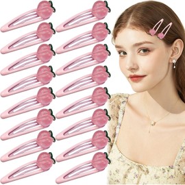 20 PCS Cute Peaches Pink Y2K Hair Clips, Metal Snap Hair Barrettes for Women Hair Accessories for Women Girls Sweet Bangs Clip 2000s Decorative Hair Clips Y2k Accessories