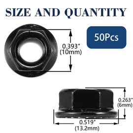 M6 x 1.0mm Serrated Flange Hex Lock Nuts 100Pcs 304 Stainless Steel 18-8, Full Thread, Hex Drive, Bright Finish, Black Oxide by SG TZH