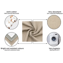 ZOLLNER Set of 10 Guest Towels Waffle Pique, 100% Cotton, 30 x 50 cm, Cappuccino