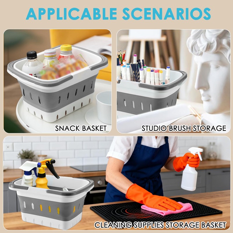 Portable Shower Caddy Tote – Collapsible Plastic Basket with Handles,