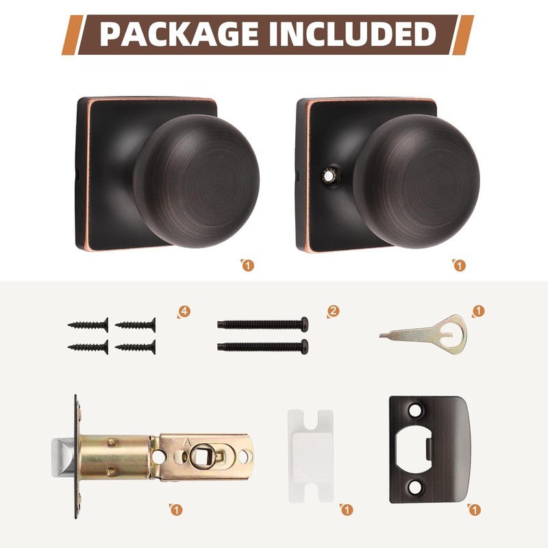 GOBEKOR Modern Passage Door Knob, 6 Pack Keyless Oil Rubbed