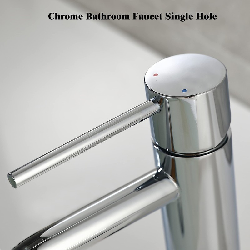 Chrome Bathroom Faucet Single Hole, Single Handle Water Faucet for