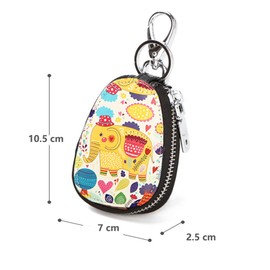 Key Case, Coin Purse, PU Leather, Smart Key, Car Key Case, Storage, Convenient, Multi-functional, Zippered, Key Ring, Unisex, Cat, cat