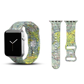 EmoBands Gifts for Pilots Aviation VFR Chart Compatible with Apple Watchband Silicone Sport 42/44/45 M/L