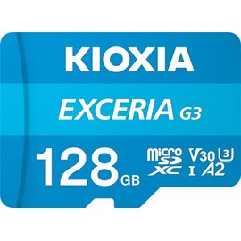 KIOXIA MicroSDXC 128GB EXCERIA G3 UHS-I U3 V30 4K UltraHD Compatible R:160MB/s W: 50MB/s A2 Compatible SD Converter Adapter Included LMEX3L128GG2