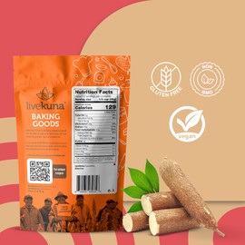 LiveKuna - Cassava Flour, Cassava Root Baking Flour, Gluten-free Flour, Alternative to All Purpose Flour, Spelt Flour, Great for Baking Vegan Bread and Casava Flour Tortillas