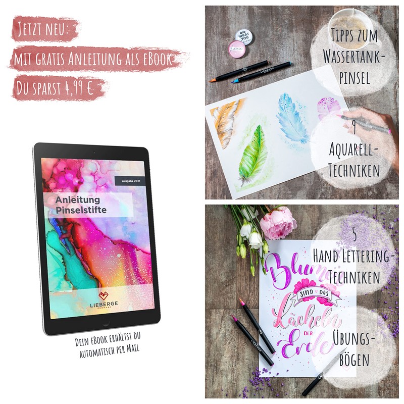 LIEBERGE Brush Pens Premium Set - 24 Watercolour Colours +