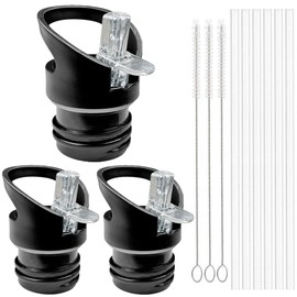Pack of 3 Straw Lids, Portable Water Bottle Cap, Straw Lid for Bottles with Wide Mouth, for Water Bottles, Stand Bottles, Water Bottles with Sports Cap, Black