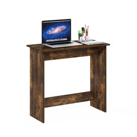 Furinno Simplistic Small Desk, 31.3" Wide Gaming Desk, Rectangular Computer Desk with Rounded Edges, Office Desk for Home Office, Bedroom, Study Room, Dorm, Amber Pine