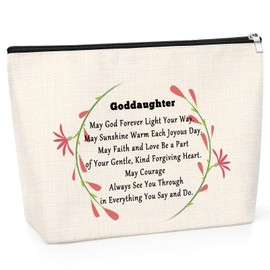 Goddaughter Gifts Makeup Bag Christian Gifts for Women Christian Gift for Goddaughter Cosmetic Pouch Goddaughter Gifts from Godmother Religious Gifts Bible Verse Gift Christmas Birthday Gift for Her