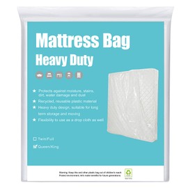 HOMEIDEAS 5 Mil 2 Pack Thick Heavy Duty Mattress Bags for Moving, Storage or Disposal Queen-Tear and Puncture Resistant
