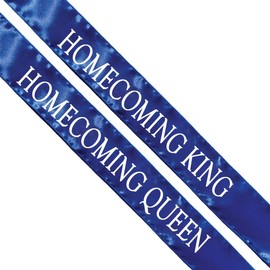 Homecoming King and Queen Sashes, 2 Pack Blue Sash with White Imprint 72 Inches x 3 Inches