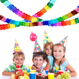 Disnace 8 Pieces Four Leaf Clover Paper Flowers Garland, Multicolored Paper Streamers, Hanging Tissue Flower Leis, Party Decorations Party Supplies Garland, Hanging Ornament for Birthday Wedding Home