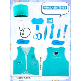 Flotory 9-teiliges Kinderarzt-Kostümset mit Arztweste, Hut, Stethoskop, Chirurgenuniform für Jungen und Mädchen, Verkleidung, Rollenspiel, Party, Cosplay, Karrieretag