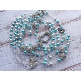 Tiffany Blue Crystal Pearls Wedding Lasso/non Religious Crystal Wedding Rosary/Lasso De Perlas De crystal Color Aqua/Lazo Para Boda