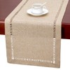 Grelucgo Large Handmade Hemstitch Beige Table Runner, Rectangular 14 by