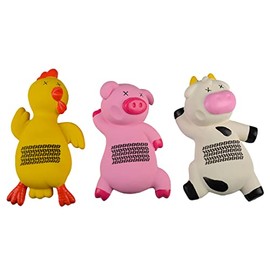 duvoplus, Latex Ouchy Chicken/Pig/Cow 11.5 x 21 x 5 cm Assorted Colours Toy Dog