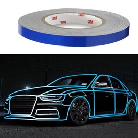 ijuicy Car Body Reflective Strips Stickers, Flexible Night Red Reflective Tape, 0.39" x 16.4 Ft Reflective Strip Decals, Car Body Modified Decorations, Self-Adhesive Sticker Decal for Cars (Blue)