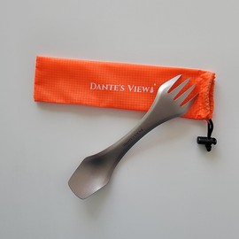 DANTE'S VIEW 3 in1 Titanium Spork Spoon, Fork and Knife Combo | Ultralight Titanium Cutlery for Hiking, Camping, Backpacking, Bikepacking | Durable, Compact & Portable Camping Flatware with Carry Bag