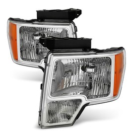 ACANII - For 2009-2014 Ford F150 Pickup OE Style Chrome Housing Headlights Headlamps Pair Set Replacement Left+Right