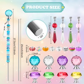 UFU 192Pcs DIY Fairy Wand Beaded Garden Stakes Kit, Fairy Wands Kit with Sparkling Crystal Pendants, Suitable for Different Holidays Garden Stakes Decorative Outdoor Beadable Items(10IN)