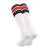 TCK Retro 3 Stripe Tube Socks (Black/Scarlet, Medium)