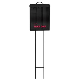 Outdoor Real Estate Brochure Box, Attached Yard Stake, Holds 250 8.5 x 11 Documents and 60 Business Cards, Flyer Literature Marketing Stand (1 Pack - Black)