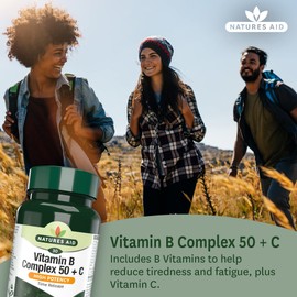 Natures Aid Vitamin B Complex 50 + C (High Potency) with Vitamin C - 30 Tablets