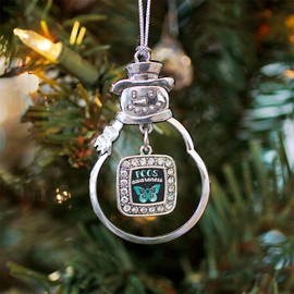 Inspired Silver - Square PCOS Awareness Snowman Ornament, Christmas Tree - (Snowman, Square PCOS Awareness)