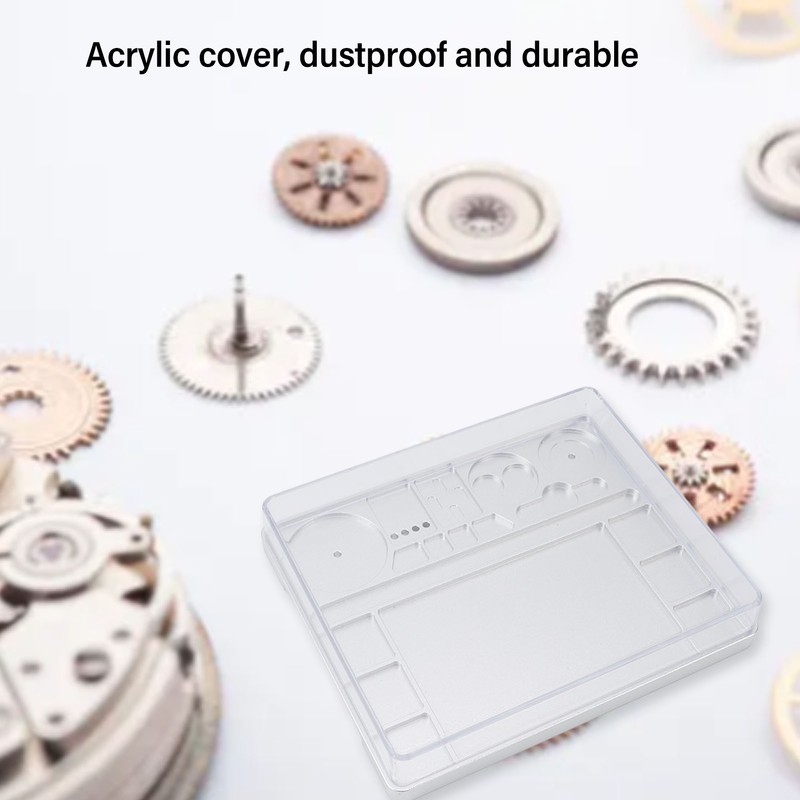 Watch Movement Repair Box Aluminum Alloy Storage Tray with Acrylic