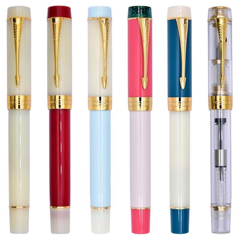 Ranvi Jinhao 100 Fountain Pen, Medium Point, Gold Trim, Red