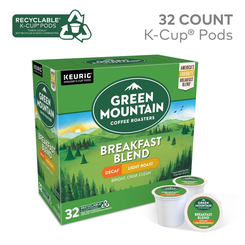 Green Mountain Coffee Roasters Decaf Breakfast Blend , Single-Serve Keurig