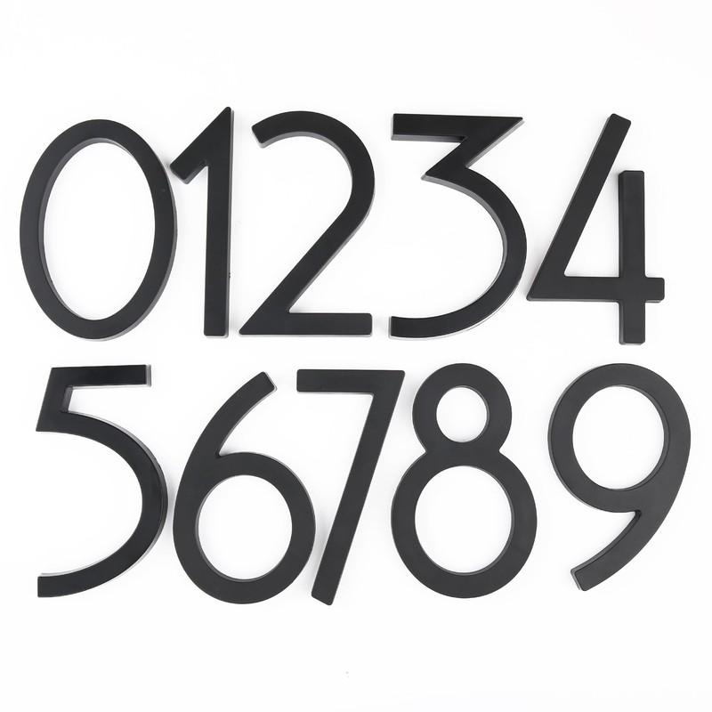 HASWARE 6 Inch Stylish ABS House Numbers - Black Sleek