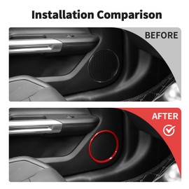 JWWY Door Speaker Trim Ring Decoration Cover Trim Surround Ring Bezel Fit for 2015-2024 Ford Mustang Interior Accessories 2Pcs Red