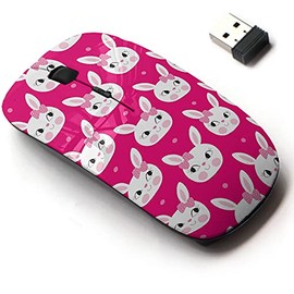 2.4G Wireless Mouse with Cute Pattern Design for All Laptops and Desktops with Nano Receiver - Cute Bunny