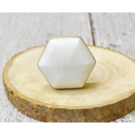 ARTISNO Hexa Marble Brass Knob, Modern Cabinet Knob, Decorative Hardware, Furniture Hardware, Cabinet Handles, Dresser Pull (Hexa White Gold), Set-6