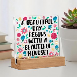 Inspirational Decor - Office Desk Decor Gifts for Coworker Employee Friends Boss, Stand-Cheer Up Gift for Friends Women, Cute Desk Accessories Acrylic Office Home Signs Decorations 4 x 4 Inches