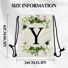 Zewurtuw Initial Letter Drawstring Backpack String Sports Gym Bags Waterproof Sackpack Cute for Men Women Beach (13"×17") (Letter-Y)