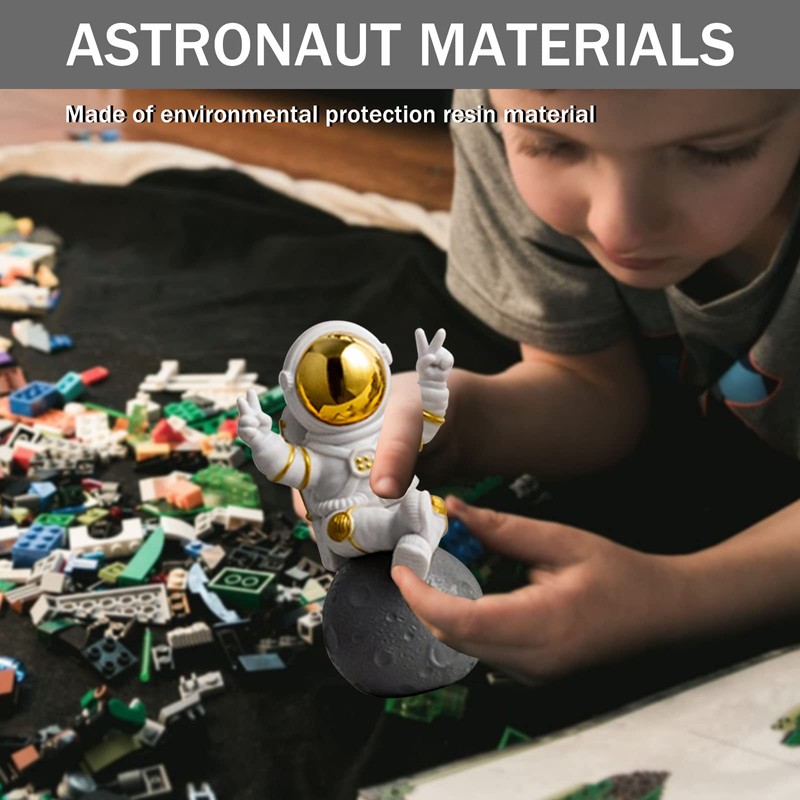 WINUSD Gold Astronaut Statue Decor Astronaut Figures for Room Office